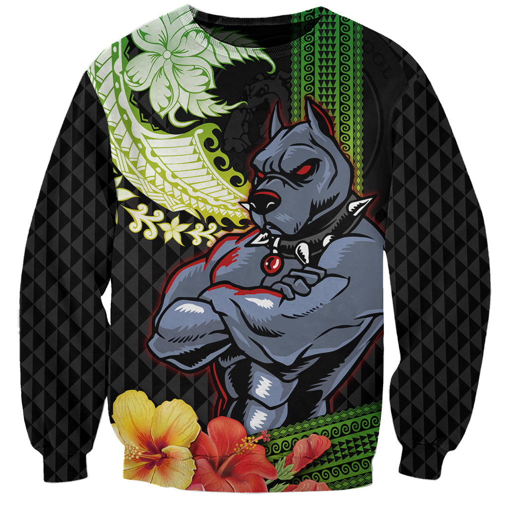 Hawaii Kaimuki High School Sweatshirt Tribal Kakau Pattern Mix Hibiscus Flower LT03 Unisex Black - Polynesian Pride