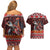 Hawaii KaʻUla Wena Volcano Turtle Couples Matching Off Shoulder Short Dress and Hawaiian Shirt Lava and Tropical Plants Tribal Pattern