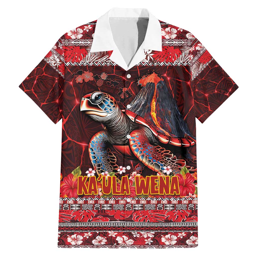 Hawaii KaʻUla Wena Volcano Turtle Family Matching Mermaid Dress and Hawaiian Shirt Lava and Tropical Plants Tribal Pattern