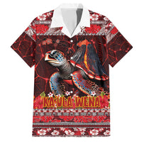 Hawaii KaʻUla Wena Volcano Turtle Family Matching Puletasi and Hawaiian Shirt Lava and Tropical Plants Tribal Pattern