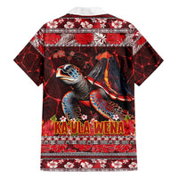 Hawaii KaʻUla Wena Volcano Turtle Family Matching Puletasi and Hawaiian Shirt Lava and Tropical Plants Tribal Pattern