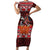 Hawaii KaʻUla Wena Volcano Turtle Family Matching Short Sleeve Bodycon Dress and Hawaiian Shirt Lava and Tropical Plants Tribal Pattern