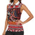 Hawaii KaʻUla Wena Volcano Turtle Women Sleeveless Polo Shirt Lava and Tropical Plants Tribal Pattern