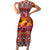 Hawaii KaʻUla Wena Octopus Family Matching Short Sleeve Bodycon Dress and Hawaiian Shirt Oceanic Red with Corals and Tropical On Sunset Landscape