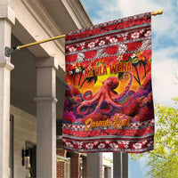 Hawaii KaUla Wena Octopus Garden Flag Oceanic Red with Corals and Tropical On Sunset Landscape LT03 House Flag Red - Polynesian Pride