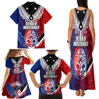 New Zealand Waitangi Family Matching Tank Maxi Dress and Hawaiian Shirt Kia Ora Maori Koruru Tiki Mask LT03 - Polynesian Pride