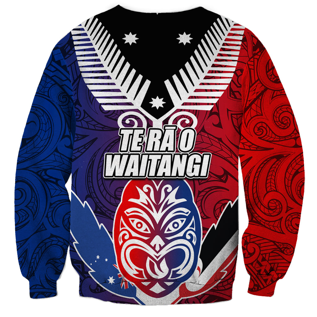 New Zealand Waitangi Sweatshirt Kia Ora Maori Koruru Tiki Mask LT03 - Polynesian Pride