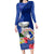 Northern Mariana Islands Hafa Adai Latte Stone Family Matching Long Sleeve Bodycon Dress and Hawaiian Shirt Blue Color LT03 Mom's Dress Blue - Polynesian Pride