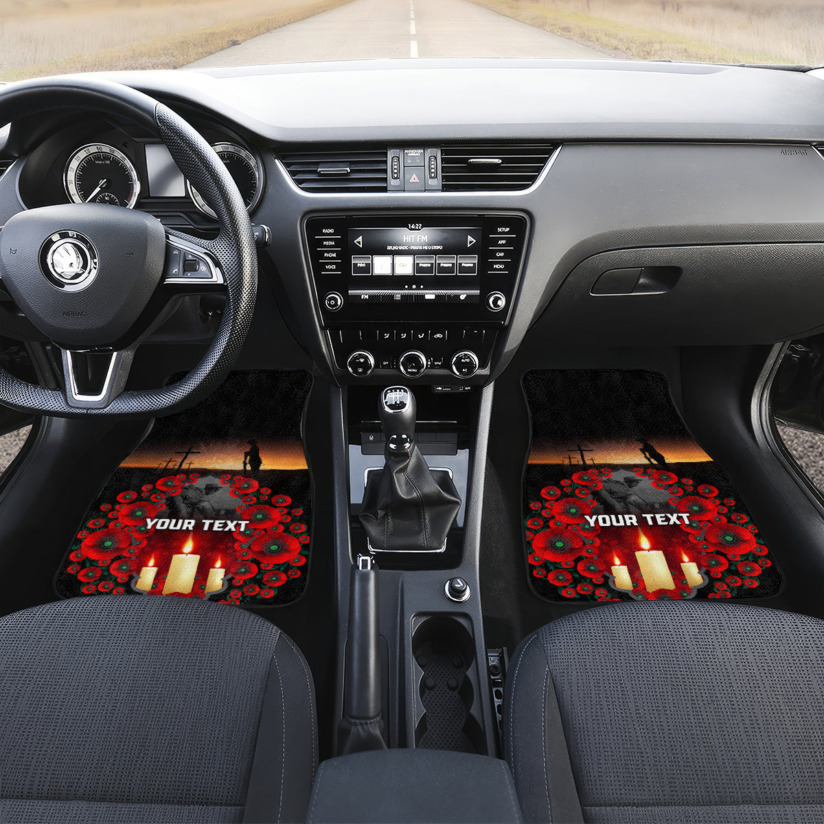 Custom New Zealand and Australia ANZAC Day Car Mats Gallipoli and Canlelight Lest We Forget LT03 Set 2pcs - Front Black - Polynesian Pride