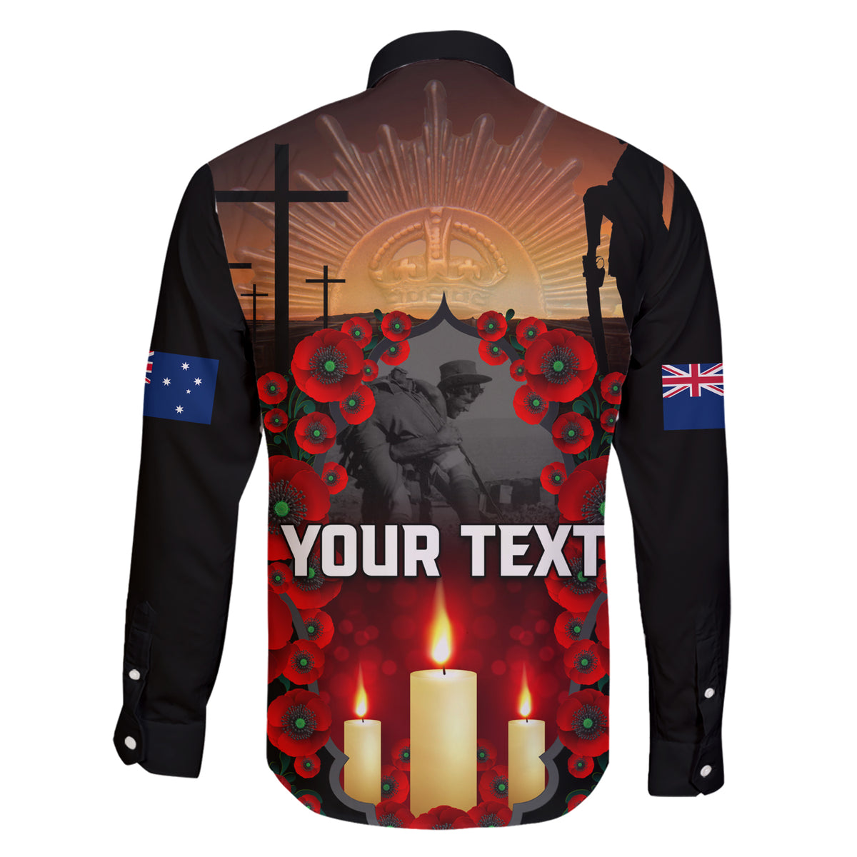 Custom New Zealand and Australia ANZAC Day Family Matching Short Sleeve Bodycon Dress and Hawaiian Shirt Gallipoli and Canlelight Lest We Forget LT03 - Polynesian Pride