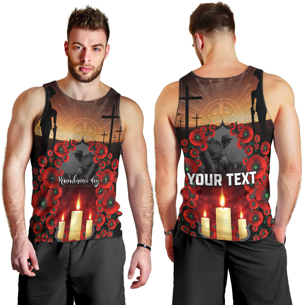 Custom New Zealand and Australia ANZAC Day Men Tank Top Gallipoli and Canlelight Lest We Forget LT03 - Polynesian Pride
