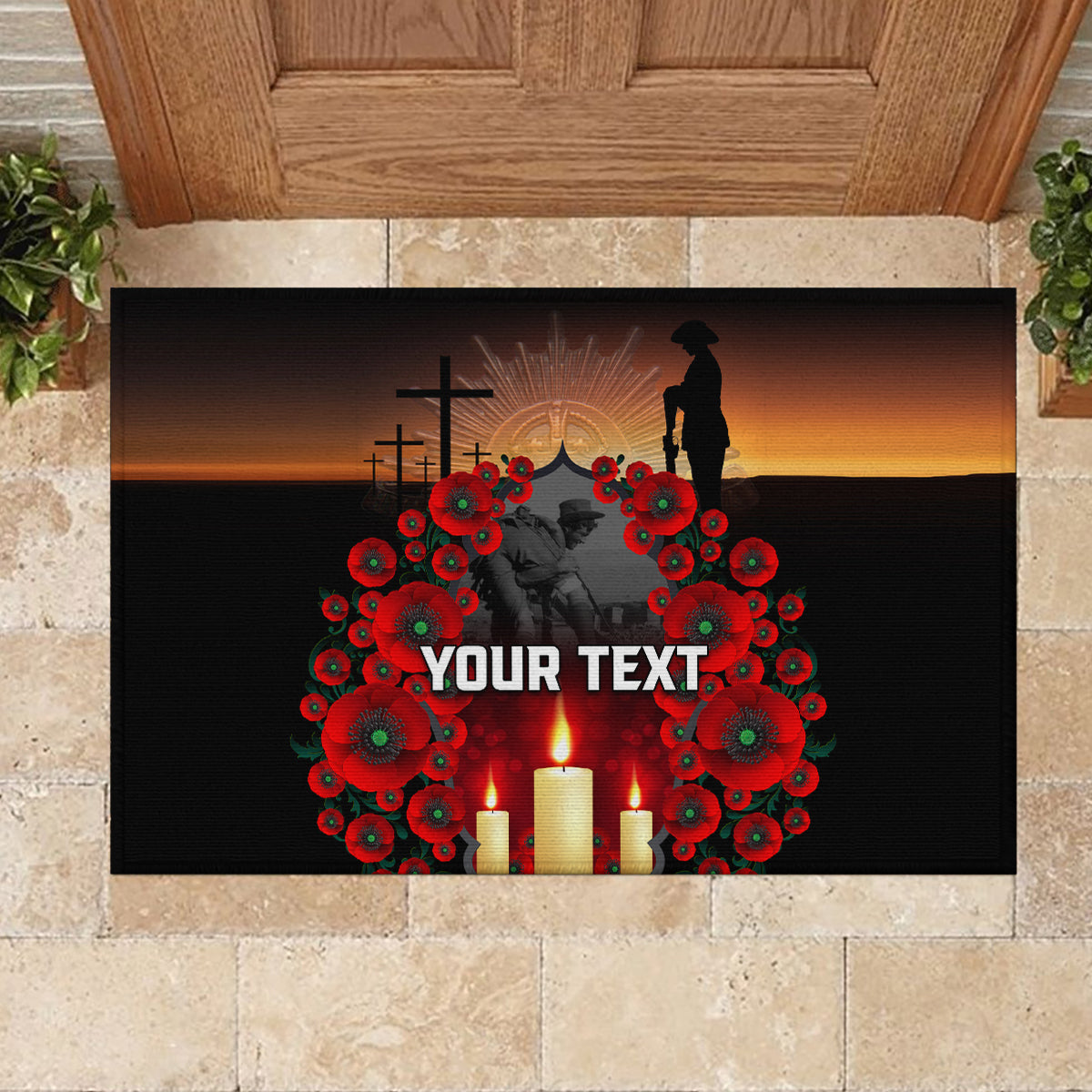 Custom New Zealand and Australia ANZAC Day Rubber Doormat Gallipoli and Canlelight Lest We Forget LT03 - Polynesian Pride