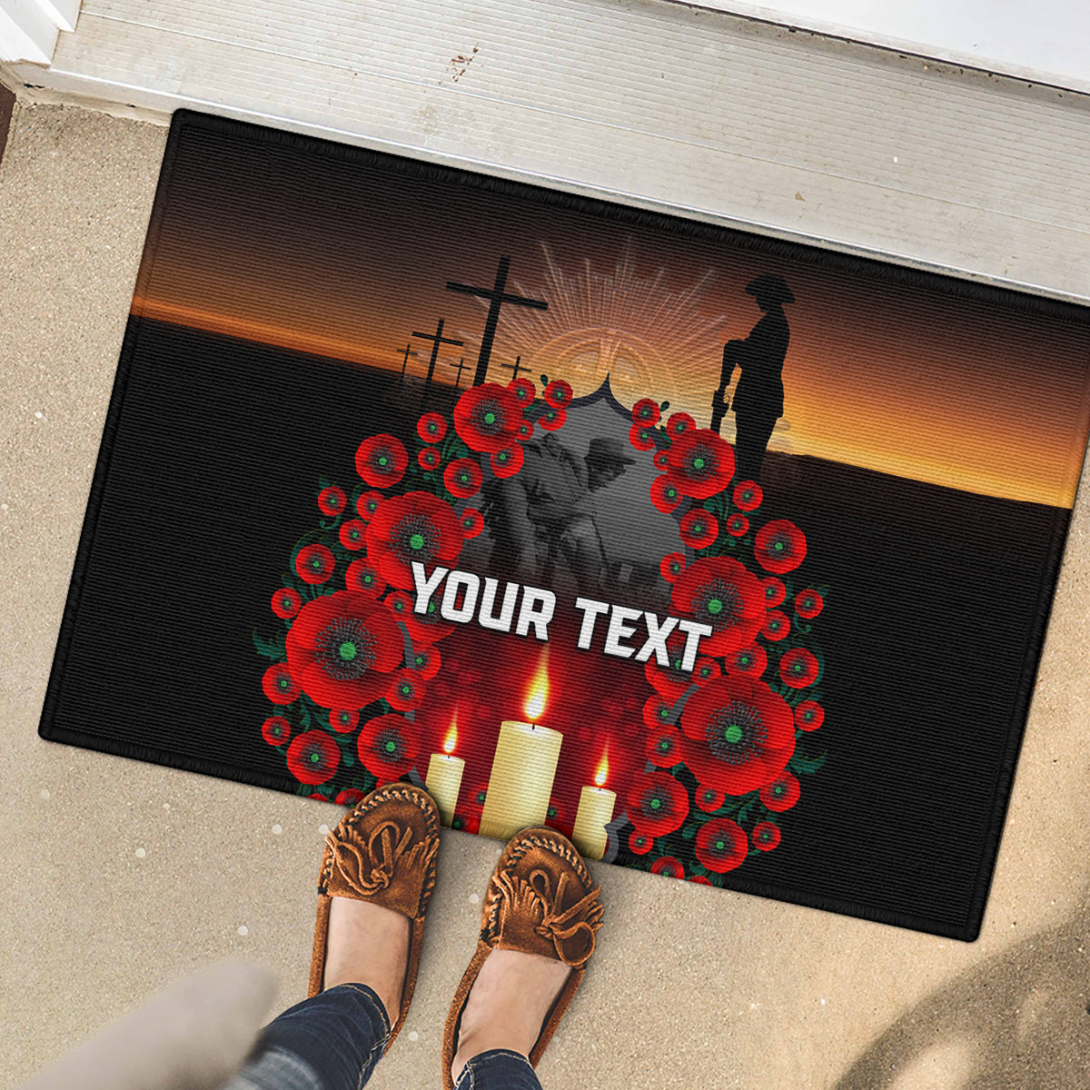 Custom New Zealand and Australia ANZAC Day Rubber Doormat Gallipoli and Canlelight Lest We Forget LT03 - Polynesian Pride