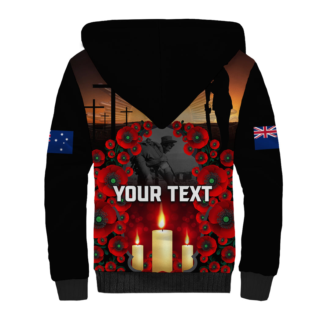 Custom New Zealand and Australia ANZAC Day Sherpa Hoodie Gallipoli and Canlelight Lest We Forget LT03 - Polynesian Pride