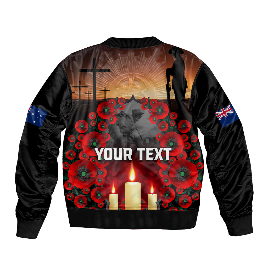 Custom New Zealand and Australia ANZAC Day Sleeve Zip Bomber Jacket Gallipoli and Canlelight Lest We Forget LT03 - Polynesian Pride