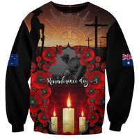 Custom New Zealand and Australia ANZAC Day Sweatshirt Gallipoli and Canlelight Lest We Forget LT03 Unisex Black - Polynesian Pride