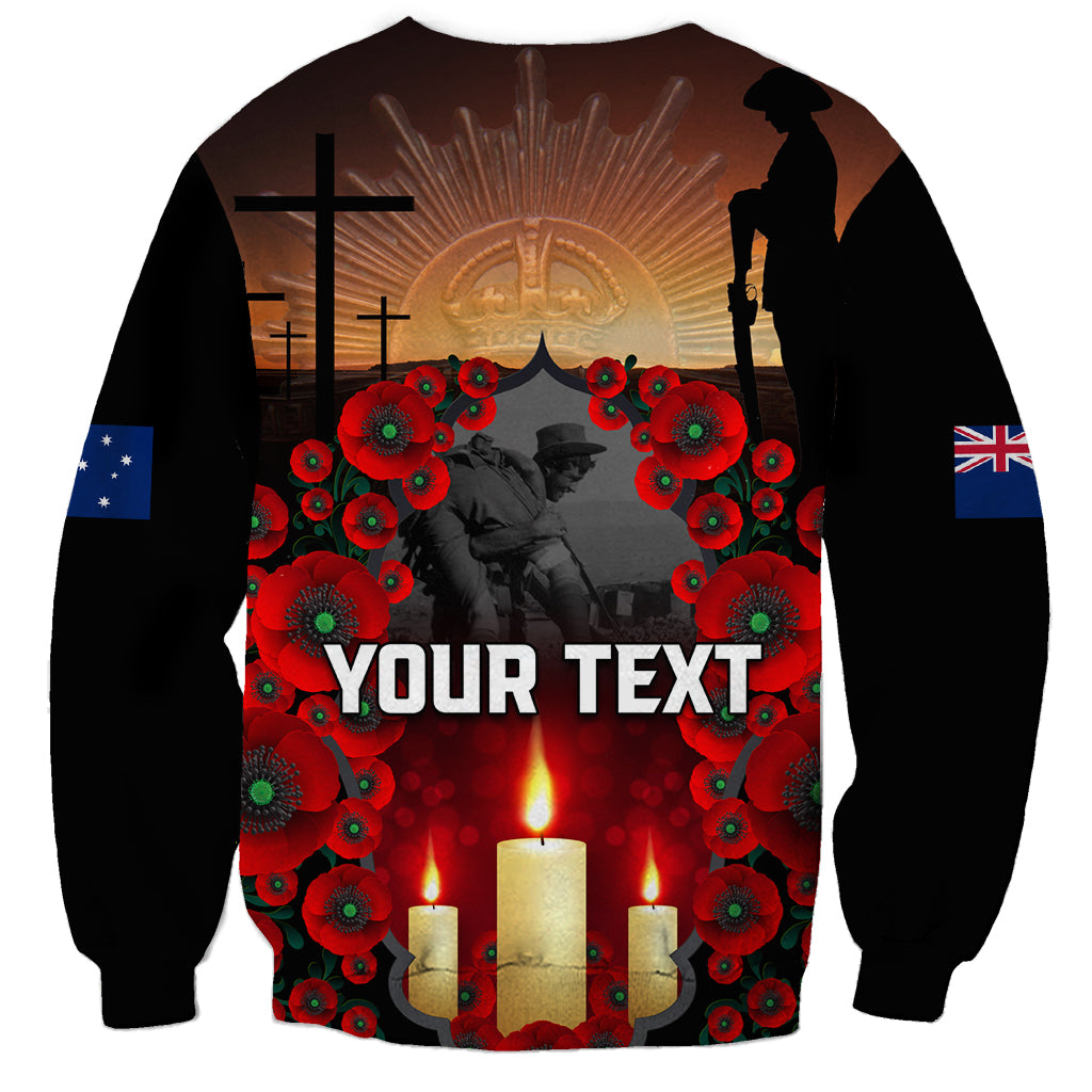 Custom New Zealand and Australia ANZAC Day Sweatshirt Gallipoli and Canlelight Lest We Forget LT03 - Polynesian Pride