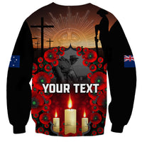 Custom New Zealand and Australia ANZAC Day Sweatshirt Gallipoli and Canlelight Lest We Forget LT03 - Polynesian Pride