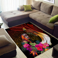 Papua New Guinea Bird-of-Paradise Area Rug Hibiscus and Kundu Drum Tribal Pattern LT03 - Polynesian Pride