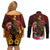 Papua New Guinea Bird-of-Paradise Couples Matching Off Shoulder Short Dress and Long Sleeve Button Shirt Hibiscus and Kundu Drum Tribal Pattern LT03 - Polynesian Pride