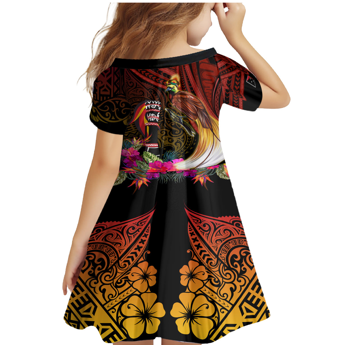 Papua New Guinea Bird-of-Paradise Family Matching Mermaid Dress and Hawaiian Shirt Hibiscus and Kundu Drum Tribal Pattern LT03 - Polynesian Pride