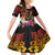 Papua New Guinea Bird-of-Paradise Kid Short Sleeve Dress Hibiscus and Kundu Drum Tribal Pattern LT03 KID Yellow - Polynesian Pride