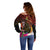 Papua New Guinea Bird-of-Paradise Off Shoulder Sweater Hibiscus and Kundu Drum Tribal Pattern LT03 - Polynesian Pride