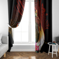 Papua New Guinea Bird-of-Paradise Window Curtain Hibiscus and Kundu Drum Tribal Pattern LT03 - Polynesian Pride