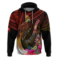Papua New Guinea Bird-of-Paradise Zip Hoodie Hibiscus and Kundu Drum Tribal Pattern LT03 Pullover Hoodie Yellow - Polynesian Pride