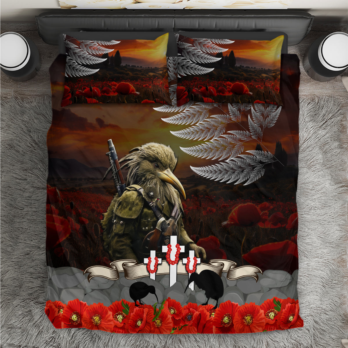 New Zealand ANZAC Day Bedding Set The Ode of Remembrance and Silver Fern