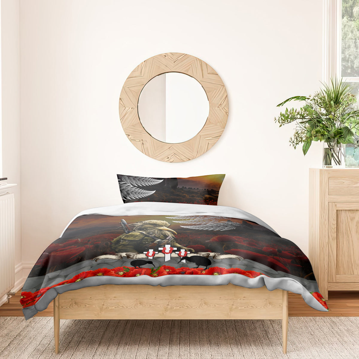 New Zealand ANZAC Day Bedding Set The Ode of Remembrance and Silver Fern