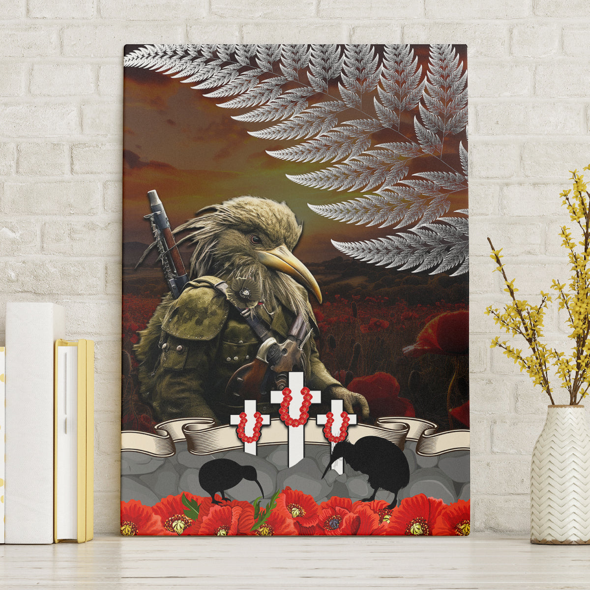 New Zealand ANZAC Day Canvas Wall Art The Ode of Remembrance and Silver Fern