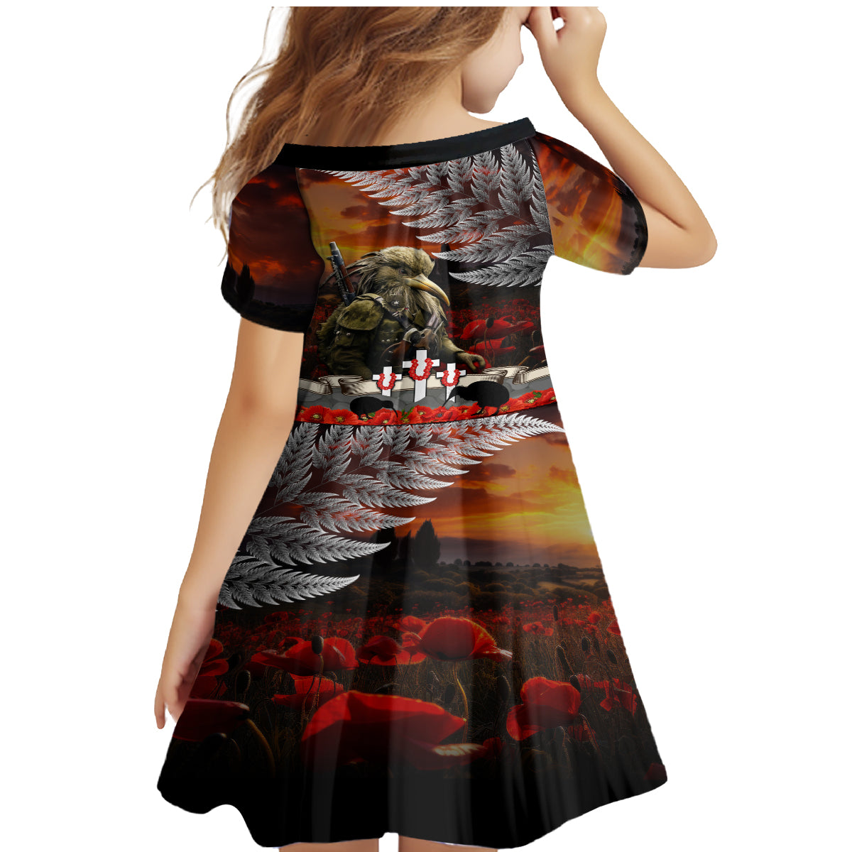 New Zealand ANZAC Day Family Matching Mermaid Dress and Hawaiian Shirt The Ode of Remembrance and Silver Fern LT03 - Polynesian Pride