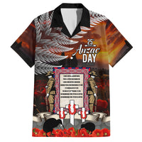 New Zealand ANZAC Day Family Matching Off Shoulder Maxi Dress and Hawaiian Shirt The Ode of Remembrance and Silver Fern LT03 Dad's Shirt - Short Sleeve Black - Polynesian Pride
