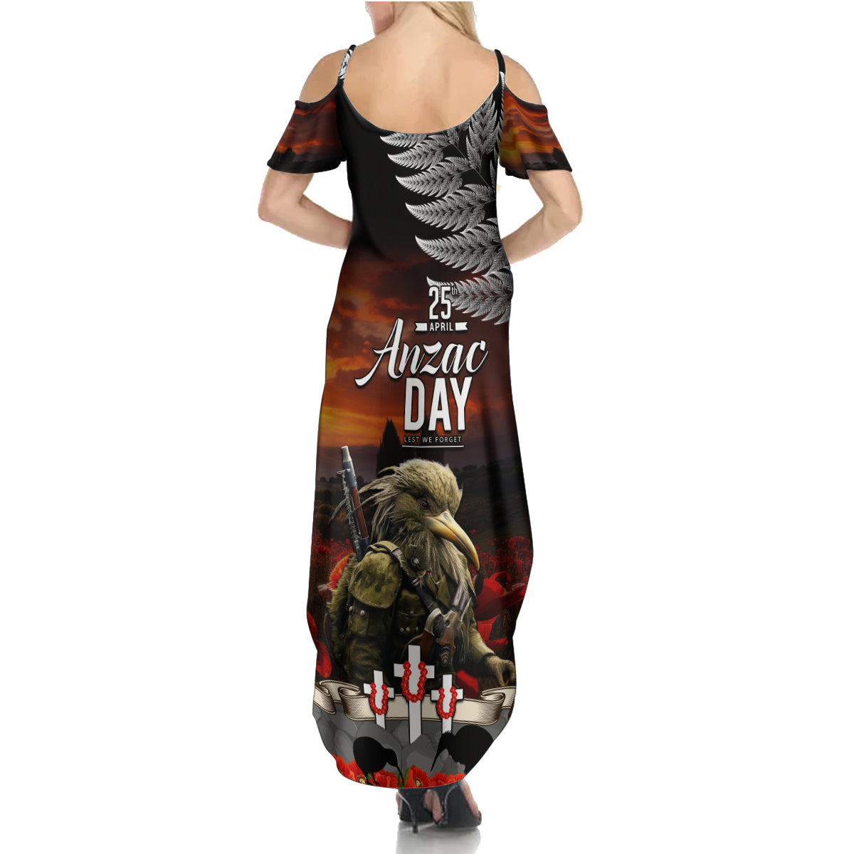New Zealand ANZAC Day Family Matching Summer Maxi Dress and Hawaiian Shirt The Ode of Remembrance and Silver Fern LT03 - Polynesian Pride