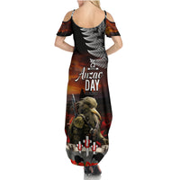 New Zealand ANZAC Day Family Matching Summer Maxi Dress and Hawaiian Shirt The Ode of Remembrance and Silver Fern LT03 - Polynesian Pride