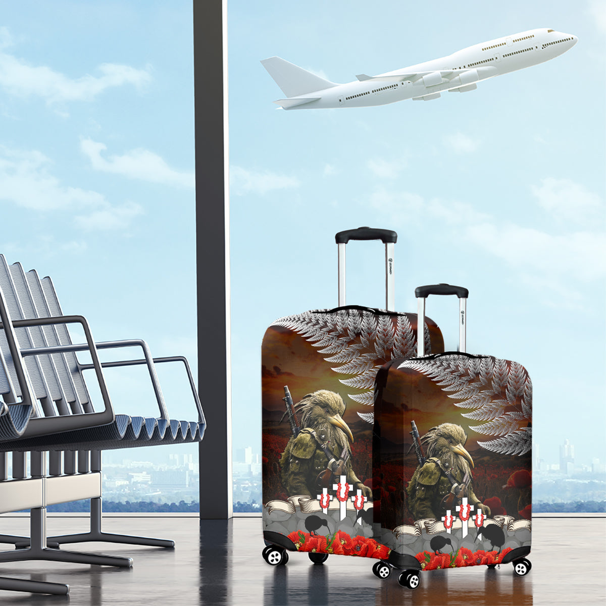New Zealand ANZAC Day Luggage Cover The Ode of Remembrance and Silver Fern