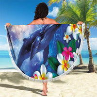 Hawaiian Lei Day Plumeria Humpback Whales Beach Blanket Polynesian Art Vibrant Starry Nebula Style