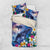 Hawaiian Lei Day Plumeria Humpback Whales Bedding Set Polynesian Art Vibrant Starry Nebula Style