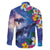 Hawaiian Lei Day Plumeria Humpback Whales Family Matching Mermaid Dress and Hawaiian Shirt Polynesian Art Vibrant Starry Nebula Style