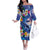 Hawaiian Lei Day Plumeria Humpback Whales Family Matching Off The Shoulder Long Sleeve Dress and Hawaiian Shirt Polynesian Art Vibrant Starry Nebula Style