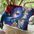 Hawaiian Lei Day Plumeria Humpback Whales Quilt Polynesian Art Vibrant Starry Nebula Style
