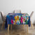 Hawaiian Lei Day Plumeria Humpback Whales Tablecloth Polynesian Art Vibrant Starry Nebula Style