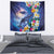 Hawaiian Lei Day Plumeria Humpback Whales Tapestry Polynesian Art Vibrant Starry Nebula Style