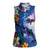 Hawaiian Lei Day Plumeria Humpback Whales Women Sleeveless Polo Shirt Polynesian Art Vibrant Starry Nebula Style