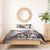 Hawaiian Lei Day Plumeria Humpback Whales Bedding Set Polynesian Art Vibrant Starry Nebula Grayscale Style