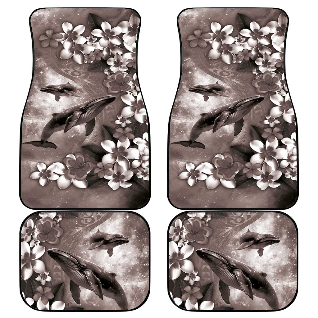 Hawaiian Lei Day Plumeria Humpback Whales Car Mats Polynesian Art Vibrant Starry Nebula Grayscale Style