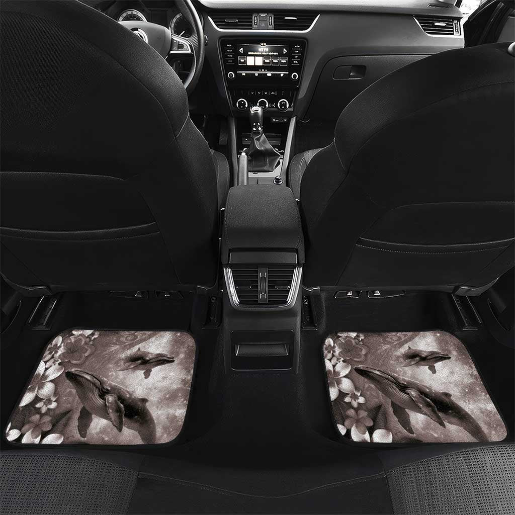 Hawaiian Lei Day Plumeria Humpback Whales Car Mats Polynesian Art Vibrant Starry Nebula Grayscale Style