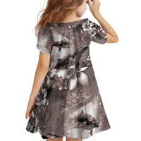 Hawaiian Lei Day Plumeria Humpback Whales Family Matching Long Sleeve Bodycon Dress and Hawaiian Shirt Polynesian Art Vibrant Starry Nebula Grayscale Style