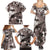 Hawaiian Lei Day Plumeria Humpback Whales Family Matching Summer Maxi Dress and Hawaiian Shirt Polynesian Art Vibrant Starry Nebula Grayscale Style